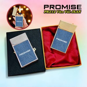 BẬT LỬA XĂNG ĐÁ PROMISE PR212 VÂN VẢI JEAN (CÓ HỘP) - (XÀI XĂNG)
