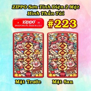 BẬT LỬA ZIPPO SƠN TĨNH ĐIỆN 2 MẶT HÌNH THẦN TÀI CÁC KIỂU - (XÀI XĂNG) #223 - NGŨ LỘ THẦN TÀI (五路财神)