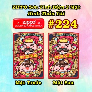 BẬT LỬA ZIPPO SƠN TĨNH ĐIỆN 2 MẶT HÌNH THẦN TÀI CÁC KIỂU - (XÀI XĂNG) #224 - SONG THẦN PHÁT LỘC (双神发禄)