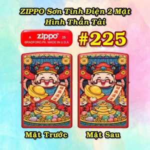 BẬT LỬA ZIPPO SƠN TĨNH ĐIỆN 2 MẶT HÌNH THẦN TÀI CÁC KIỂU - (XÀI XĂNG) #225 - KIM BẢO TẤN TÀI (金宝增财)