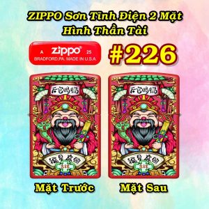 BẬT LỬA ZIPPO SƠN TĨNH ĐIỆN 2 MẶT HÌNH THẦN TÀI CÁC KIỂU - (XÀI XĂNG) #226 - PHÚC THẦN KHAI VẬN (福神开运)