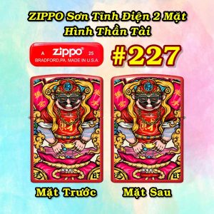 BẬT LỬA ZIPPO SƠN TĨNH ĐIỆN 2 MẶT HÌNH THẦN TÀI CÁC KIỂU - (XÀI XĂNG) #227 - TÀI THẦN ĐẠI CÁT ĐẠI LỢI (财神大吉利)