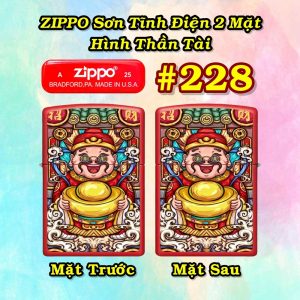 BẬT LỬA ZIPPO SƠN TĨNH ĐIỆN 2 MẶT HÌNH THẦN TÀI CÁC KIỂU - (XÀI XĂNG) #228 - KIM NGUYÊN BẢO CÁT TƯỜNG (金元宝吉祥)