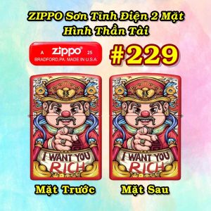 BẬT LỬA ZIPPO SƠN TĨNH ĐIỆN 2 MẶT HÌNH THẦN TÀI CÁC KIỂU - (XÀI XĂNG) #229 - THẦN TÀI THỜI HIỆN ĐẠI (现代财神)