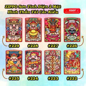 BẬT LỬA ZIPPO SƠN TĨNH ĐIỆN 2 MẶT HÌNH THẦN TÀI CÁC KIỂU - (XÀI XĂNG) _ SALE MẪU NGẪU NHIÊN